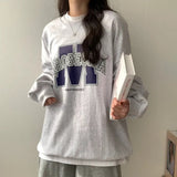 Fashionkova Vintage Logo Print Round Neck Sweatshirt