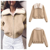 Fashionkova party look inspos New winter fur one-piece jacket for women fashionable and versatile zipper sherpa warm jacket