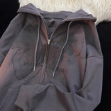 Fashionkova Vintage Butterfly Print Zip Up Hoodie