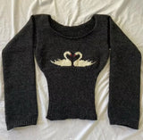 FashionKova-Striped casual pattern sweater cotton chic grunge punk Y2K top street high street rock aesthetic retro hop fashion women sweater