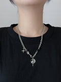 Fashionkova 2023 Korean Fashion Goth Punk Moon Star Cross Pendant Neck Chain Choker Necklace For Women Men Egirl Y2k Cool Party Jewelry Gift