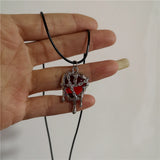 Fashionkova Punk Gothic Red Lava Star Cross Heart Pendant Leather Rope Necklace Women Men Hip Hop Y2K 90s EMO Accessories Aesthetic Jewelry