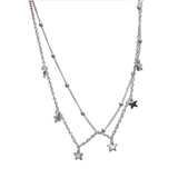 Fashionkova Star-Shaped Beads Link Chain Necklace Fashionable Neck Jewelry Y2K Star Necklace Double Layer Star Choker Gift for Girls