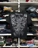 Fashionkova 2000s American Retro T shirt Men Hip Hop Letter Graphic Print Oversized Harajuku Round Neck Cotton Short Sleeve