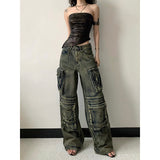 Fashionkova party outfit  Women's Y2k Baggy Cargo Jeans Harajuku Denim Trousers Aesthetic Punk Jean Pants Vintage Japanese 2000s Style Trashy Clothes 2024