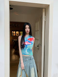 Fashionkova Summer Women Y2k Kpop Gyaru Tie Dye Tank Top Cute Core Crop Top Coquette 2000s Aesthetic Hot Vest Sexy Korean Fashion Streetwear