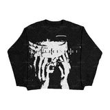 Fashionkova Christmas Gift outfit  New Hip Hop Streetwear Knitted Sweater men Gothic portrait Print Pullover autumn Harajuku Cotton sweater women Oversized Sweater