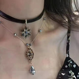 Fashionkova Y2K Star Sun Pendant Brown Plush Leopard Chokers Leather Chain Necklace Women Men Advanced Sense Accessories Aesthetic Jewelry
