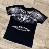 Fashionkova 2000s Affliction Retro American Men's T-shirt Couple round neck t-shirt motorcycle ins