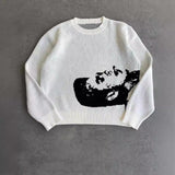 FashionKova-Winter Y2K Europe and the United States top male and female portrait print pullover Harajuku sweater unisexes aesthetic hip hop