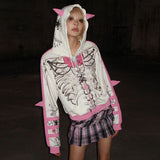 Fashionkova Fashionable Subculture Emo Hooded Sweatshirts Women Jacket American Retro Street Style and Y2K Fashion Design Top Harajuku Coats ootd