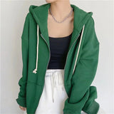 Fashionkova Simple Baggy Zip Up Hoodie