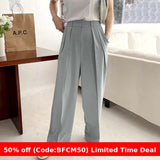 fall latina outfits 2024 Spring and Summer Niche Temperament High Waist Pleated Design Loose Casual Draping Straight Wide Leg Suit Pants Trousers for Women