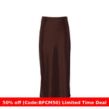 guys in skirts Autumn Women's Long Skirt High Waist Satin Slim Temperament Casual Draping Sheath Satin Skirt for Women