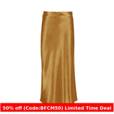 guys in skirts Spring Silk-like Loose Skirt A- Line Sheath Midi Skirt Women's Clothing