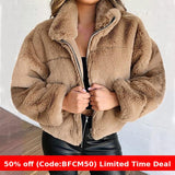 tie outfit Women's Autumn and Winter Rabbit Fur Faux Fur Zipper Cardigan Plush Warm Coat