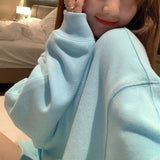 Fashionkova Letter Embroidered Solid Color Oversized Sweatshirt