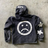 Fashionkova Christmas Gift outfit  Y2k Oversized Street Fashion Brand Loose Hoodie Versatile Casual Retro Jacket Star Letter Embroidered Zipper Sweatshirt Women