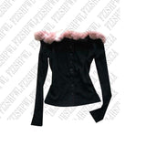 Fashionkova Winter Y2K Personality Women Knitwear Minimalist Long Sleeve Sweater villus Autumn Advanced Sexy Strapless 90s Hot girl Pullover ootd