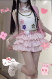 FashionKova-Pink Skirt Sweet High Waist Japanese Y2k Kawaii Clothes Fold Punk Cute Lolita Sexy Cute 2025 Mini Skirts Cutecore Girl Skirt 90s
