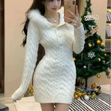 Fashionkova party look inspos Red New In Female Knit Dress Autumn and Winter Elastic G Y2k Long Sleeve Women's Crochet Dresses Harajuku Sensual Sexy Designer