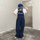 Fashionkova  Party Outfit  Embroidered Denim Women Jumpsuits American Vintage Summer Fashion Loose Causal Overalls Straight Wide Leg Pants for Female