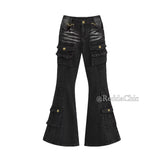 Fashionkova REDDACHiC Black Low Waist Cargo Jeans 2000s Distressed Whiskers Multi-pocket Stretch Bootcut Pants Women Retro Grunge Streetwear ootd