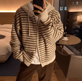 Fashionkova No. 11238 KNITTED ZIP-UP STRIPED HOODIE