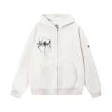 Fashionkova Embroidery Spider Zip Up Oversized Hoodie