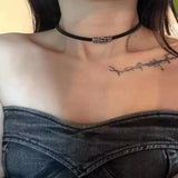 Fashionkova Punk Leather Choker Chain Collar Necklace for Women Men Hip Hop Belt Chains Bracelet Female Girls Party Jewelry Gift