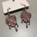 Fashionkova Gothic Liquid Pink Heart Pendant Earrings For Women Fashion Creative Aesthetic Grunge Y2K Punk Rock Jewelry EMO Accessories New
