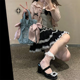 FashionKova-Harajuku Skirt Black Gothic Lolita Hot Girl Summer Skirts Women Vintage Mini Skirt Lace Punk Kawaii Cute Femme 2000s Clothes Y2k