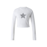 Fashionkova party look inspos Women Star Shirt Y2k Graphic Print Crop Tops Long Sleeve Vintage Baby Tees Fairy Grunge Aesthetic Fall Tops Streetwear