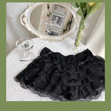 FashionKova-Y2k Lace Sweet Girl Korea Summer Skirts Women Clothes White MIni Skirt High waist Loose Grunge Kawaii Cute A-line Fluffy Skirt