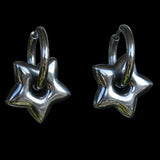 Fashionkova Stainless Steel Asymmetric Star Love Heart Hoop Earrings For Women Men Punk Hip Hop Trend Y2K Fashion Jewelry Scene Accessories