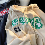 Fashionkova Logo Embroidery Zip Up Oversized Hoodie