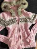 FashionKova-back to school outfit Fair Isle Aesthetic Womens Autumn Winter Knitted Sweater Casual Chic Fur Collar Hooded Cardigan Pullover Harajuku Y2K Streetwear