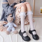 Fashionkova  Nye Outfit Summer Lolita Lace Feather Socks Jk Boots Calf Boots Socks Japanese Cotton Punk Party Girl Pile Socks Cosplay Accessories