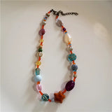 Fashionkova Boho Acrylic Resin Beaded Flower Pendant Necklace Adjustable Beach Charm Jewelry For Women Fashion Gift
