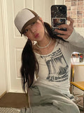 Fashionkova party look inspos KOSAHIKI Graffiti Letter Print T Shirt Women Slim Crop Tops Long Sleeve Y2k Aesthetic Grunge Tees Streetwear Harajuku Tshirts