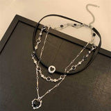 Fashionkova Gothic Black Peach Heart Pendant Choker Clavicle Chain Necklace For Women Aesthetic Rave Y2K Jewelry Scene EMO Accessories Gift