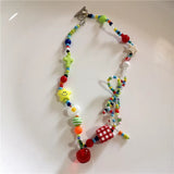 Fashionkova Boho Acrylic Resin Beaded Flower Pendant Necklace Adjustable Beach Charm Jewelry For Women Fashion Gift