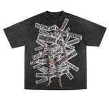 Fashionkova Vintage Wash men T-shirt y2k American High Street trend top Letter print casual short sleeve Harajuku Fashion Loose T-shirt