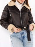 Fashionkova party look inspos Ailegogo Streetwear Women Vintage Loose Short Faux Lamb Fur Jacket Autumn Winter Female Moto Biker Zipper Coat Chic Outwear