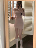 Fashionkova  party look inspos Autumn Sweater Knitted Suits Female Elegant 2 Piece Skirt Sets Korean Fashion Even Party Y2k Mini Dress Office Lady Short Skirts