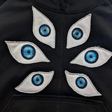 Fashionkova  Y2k 2024 American Eye Patchwork Hoodie New Y2k Harajuku Street Trend Niche Dark Retro Casual Long-sleeved Sweatshirt Demon