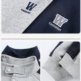 Fashionkova Christmas Gift outfit  Autumn Letter Print Stand Collar Polo Sweatshirts Hombre Colorblock Vintage Button Pullover Hoodies Baggy Y2K Streetwear Clothes