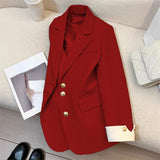 Fashionkova Matakawa Women Blazers Contrast Color Korean Fashion Spring Autumn Chic Blazer Feminino Sweet Simple Elegant Ropa De Mujer Outfit Ideas