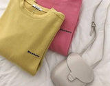 Fashionkova Letter Embroidered Solid Color Oversized Sweatshirt
