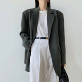 Fashionkova  Nye Outfit Black Suit Jacket Women Fashion Office Ladies Single Button Outerwear Y2K Autumn Loose Korean Solid High Street All-Match Coats